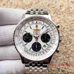 Swiss Quality Replica Breitling Navitimer Silver Chronograph Stainless Steel watch